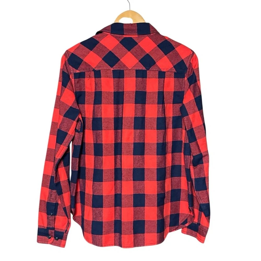 J.CREW buffalo check flannel shirt-jacket in red and black/navy blue SMALL NWT